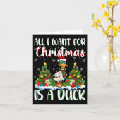 Ik wil voor Kerstmis is een eend vogel kerstboom l Kaart (Gele Bloem)