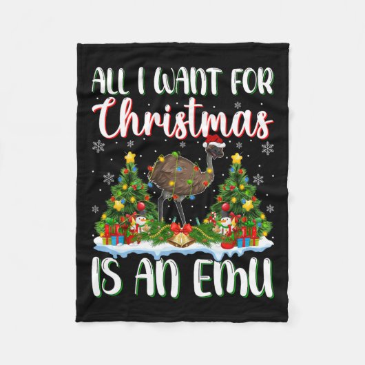 Ik wil voor Kerstmis is een EMU vogel kerstboom li Fleece Deken (Voorkant)