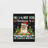 Ik wil voor Kerstmis is een Engels Bulldog kerstbo Kaart (Voorkant)