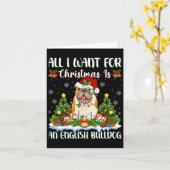 Ik wil voor Kerstmis is een Engels Bulldog kerstbo Kaart (Gele Bloem)