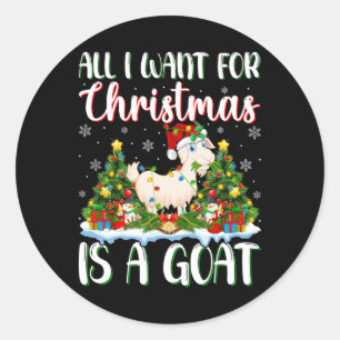 Ik wil voor Kerstmis is een geit kerstboom lichten Ronde Sticker