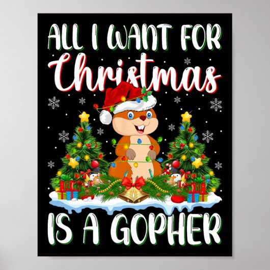 Ik wil voor Kerstmis is een Gopher kerstboomlichte Poster (Voorkant)