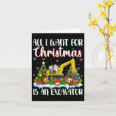 Ik wil voor Kerstmis is een graafmachine kerstboom Kaart (Gele Bloem)