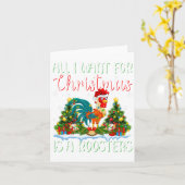 Ik wil voor Kerstmis is een haan vogel kerstboom L Kaart (Gele Bloem)