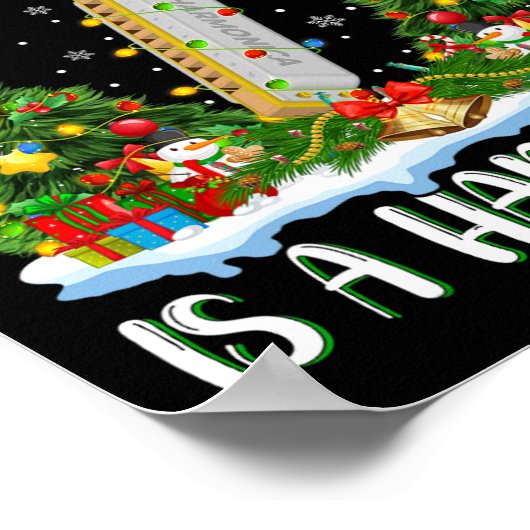 Ik wil voor Kerstmis is een harmonica kerstboom li Poster (Hoek)