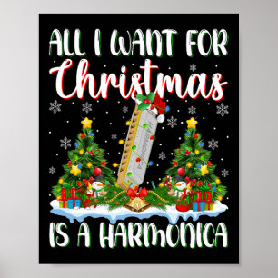 Ik wil voor Kerstmis is een harmonica kerstboom li Poster