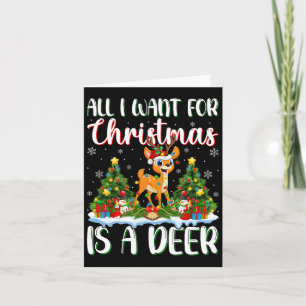 Ik wil voor Kerstmis is een hert kerstboom lichten Kaart