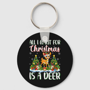 Ik wil voor Kerstmis is een hert kerstboom lichten Sleutelhanger