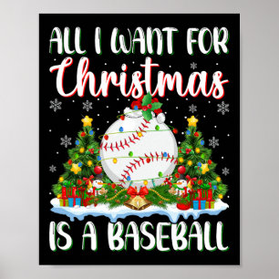 Ik wil voor Kerstmis is een honkbal kerstboom lich Poster