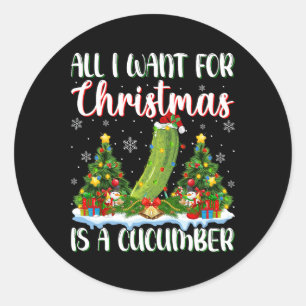 Ik wil voor Kerstmis is een komkommer kerstboom li Ronde Sticker
