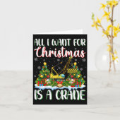 Ik wil voor Kerstmis is een kraan kerstboomlichten Kaart (Gele Bloem)