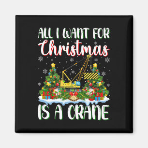 Ik wil voor Kerstmis is een kraan kerstboomlichten Magneet