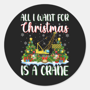 Ik wil voor Kerstmis is een kraan kerstboomlichten Ronde Sticker