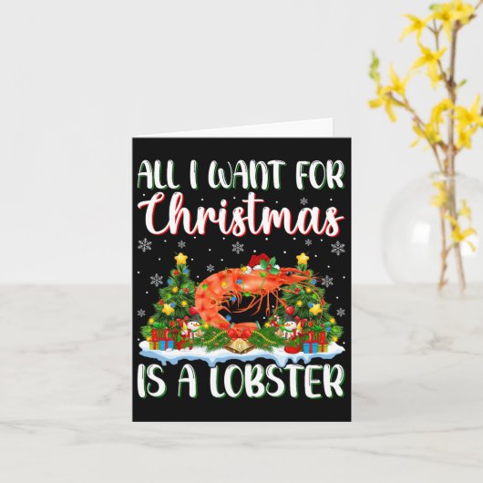 Ik wil voor Kerstmis is een kreeft kerstboomlichte Kaart (Gele Bloem)