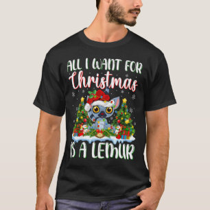 Ik wil voor Kerstmis is een Lemur kerstboom lichte T-shirt