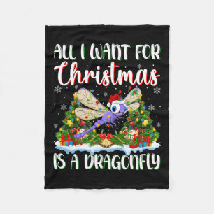 Ik wil voor Kerstmis is een libel kerstboom licht Fleece Deken