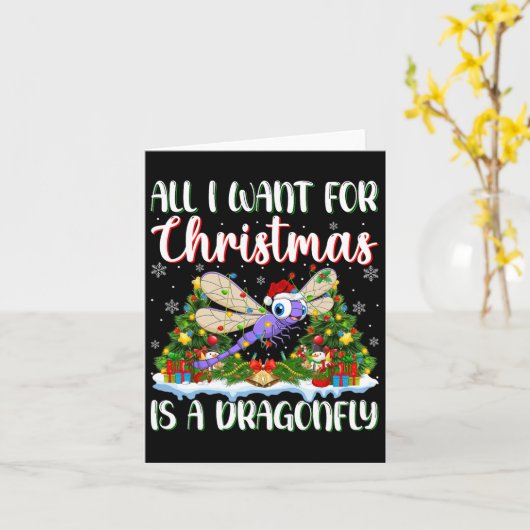 Ik wil voor Kerstmis is een libel kerstboom licht Kaart (Gele Bloem)