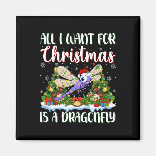 Ik wil voor Kerstmis is een libel kerstboom licht Magneet (Voorkant)