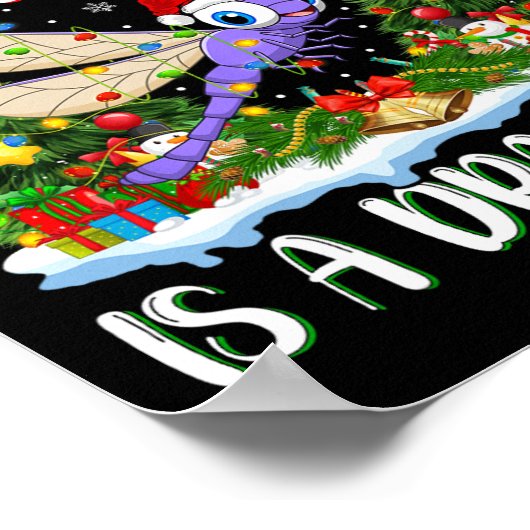 Ik wil voor Kerstmis is een libel kerstboom licht Poster (Hoek)