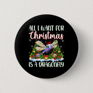 Ik wil voor Kerstmis is een libel kerstboom licht Ronde Button 5,7 Cm