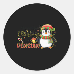 Ik wil voor Kerstmis is een pinguïn vrolijk kerstf Ronde Sticker