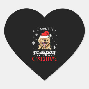 Ik wil voor Kerstmis is een Pommerse hond Santa Ho Hart Sticker