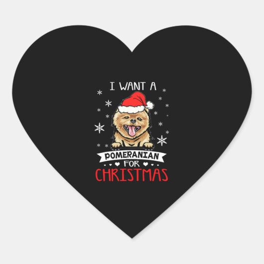 Ik wil voor Kerstmis is een Pommerse hond Santa Ho Hart Sticker (Voorkant)