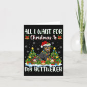 Ik wil voor Kerstmis is een Rottweiler hond kerstb Kaart (Voorkant)