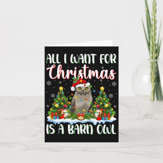 Ik wil voor Kerstmis is een schuur uil vogel kerst Kaart (Voorkant)