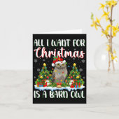 Ik wil voor Kerstmis is een schuur uil vogel kerst Kaart (Gele Bloem)