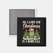 Ik wil voor Kerstmis is een schuur uil vogel kerst Magneet (Voorkant / Achterkant)