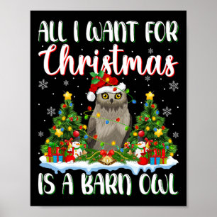 Ik wil voor Kerstmis is een schuur uil vogel kerst Poster