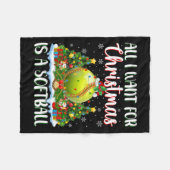 Ik wil voor Kerstmis is een softbal kerstboom lich Fleece Deken (Voorkant (Horizontaal))