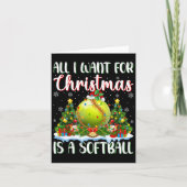 Ik wil voor Kerstmis is een softbal kerstboom lich Kaart (Voorkant)