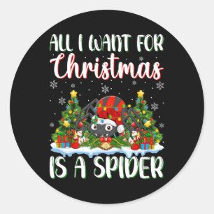 Ik wil voor Kerstmis is een spin kerstboom lichten Ronde Sticker