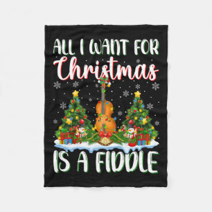 Ik wil voor Kerstmis is een viool kerstboomlichten Fleece Deken