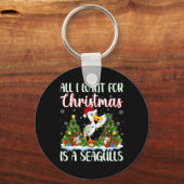 Ik wil voor Kerstmis is een zeemeeuw vogel kerstbo Sleutelhanger (Voorkant)