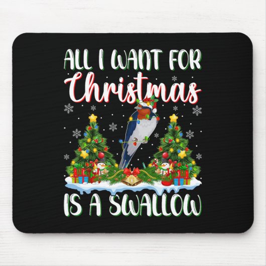 Ik wil voor Kerstmis is een zwaluw vogel kerstboom Muismat (Voorkant)