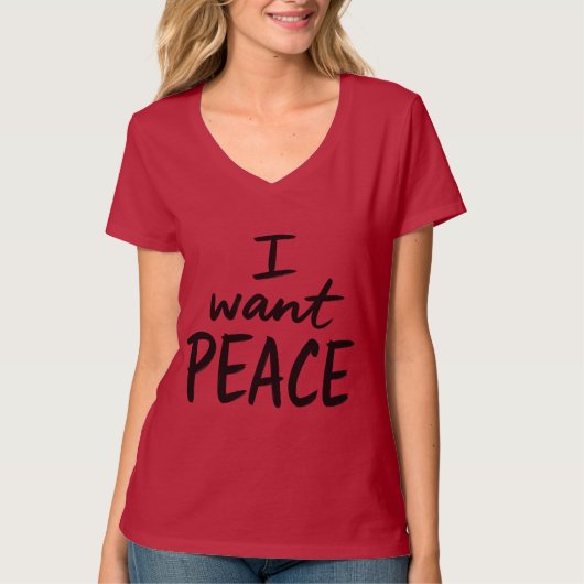 “Ik wil vrede” design T-shirt (Voorkant)