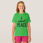 “Ik wil vrede” design T-shirt (Voorkant volledig)