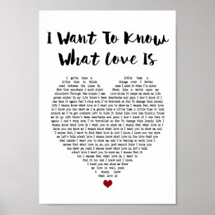 Ik wil weten wat liefde een wit hartlied is poster