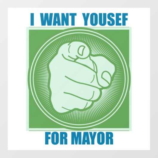IK WIL YOUSEF ALS BURGEMEESTER RAAMSTICKER (Vel)