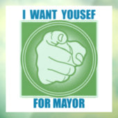 IK WIL YOUSEF ALS BURGEMEESTER RAAMSTICKER (Vel 3)