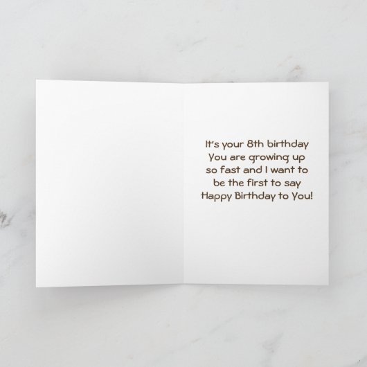 IK WIL ZEGGEN **HAPPY 8th BIRTHDAY** AAN "JOU" Kaart (Binnen)