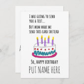 Ik wilde je een sms sturen...Birthday Card Kaart (Voorkant / Achterkant)