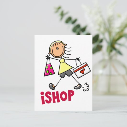 Ik WINKEL de T-shirts & de Giften van het Cijfer Briefkaart (Staand voorkant)