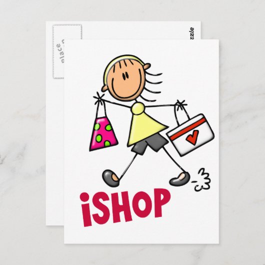 Ik WINKEL de T-shirts & de Giften van het Cijfer Briefkaart (Voorkant / Achterkant)