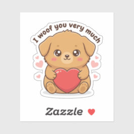 Ik Woef Je Heel Erg Schattige Hond Puppy Valentijn Sticker