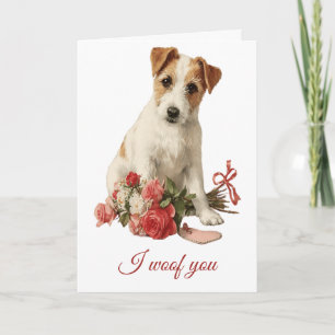 Ik woef je Vintage Pup Valentijnsdag Kaart
