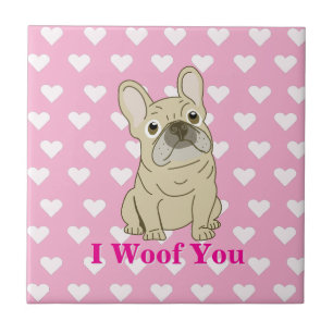 Ik Woef Jou - Franse Bulldog harten Tegeltje